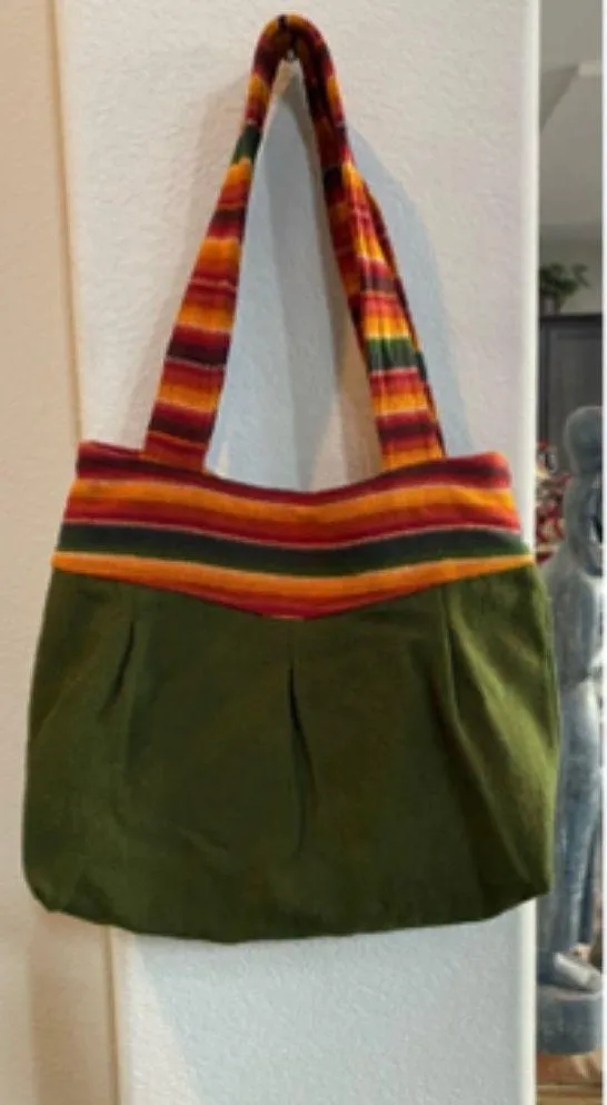 NWOT  Bolivian hand-spun and hand-loomed sheep’s wool boho bag. Sz 15x13 - Image 2