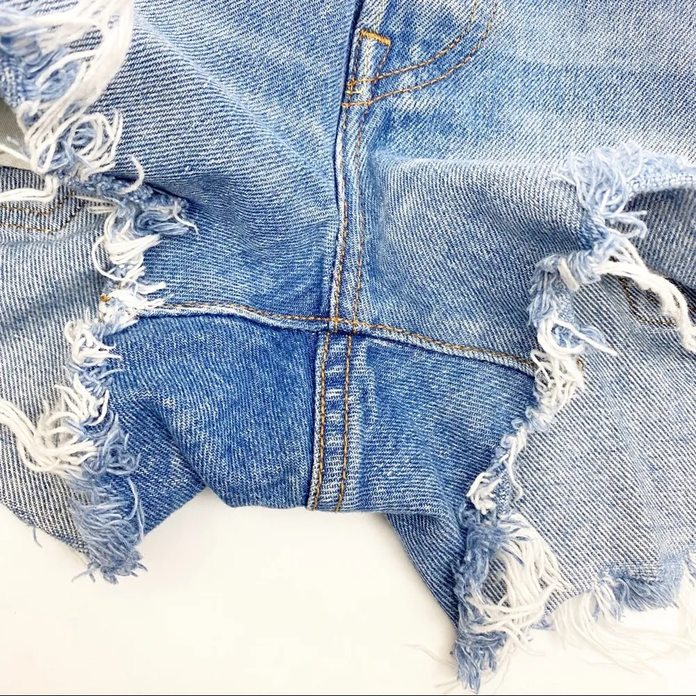 Levi’s Premium 501 High Rise Frayed Hem Denim Jean Shorts: Sierra Oasis - Image 13