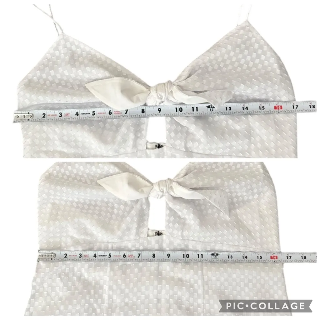 Alice + Olivia White Roe Tie Front Textured Mini Flare Slip Dress Size 12 NEW - Image 11