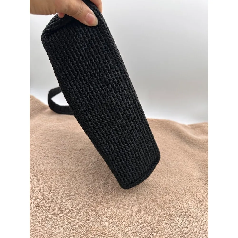 The Sak Crochet Casual Handbag Purse Hobo Stylist Bag Lined Black - Image 12