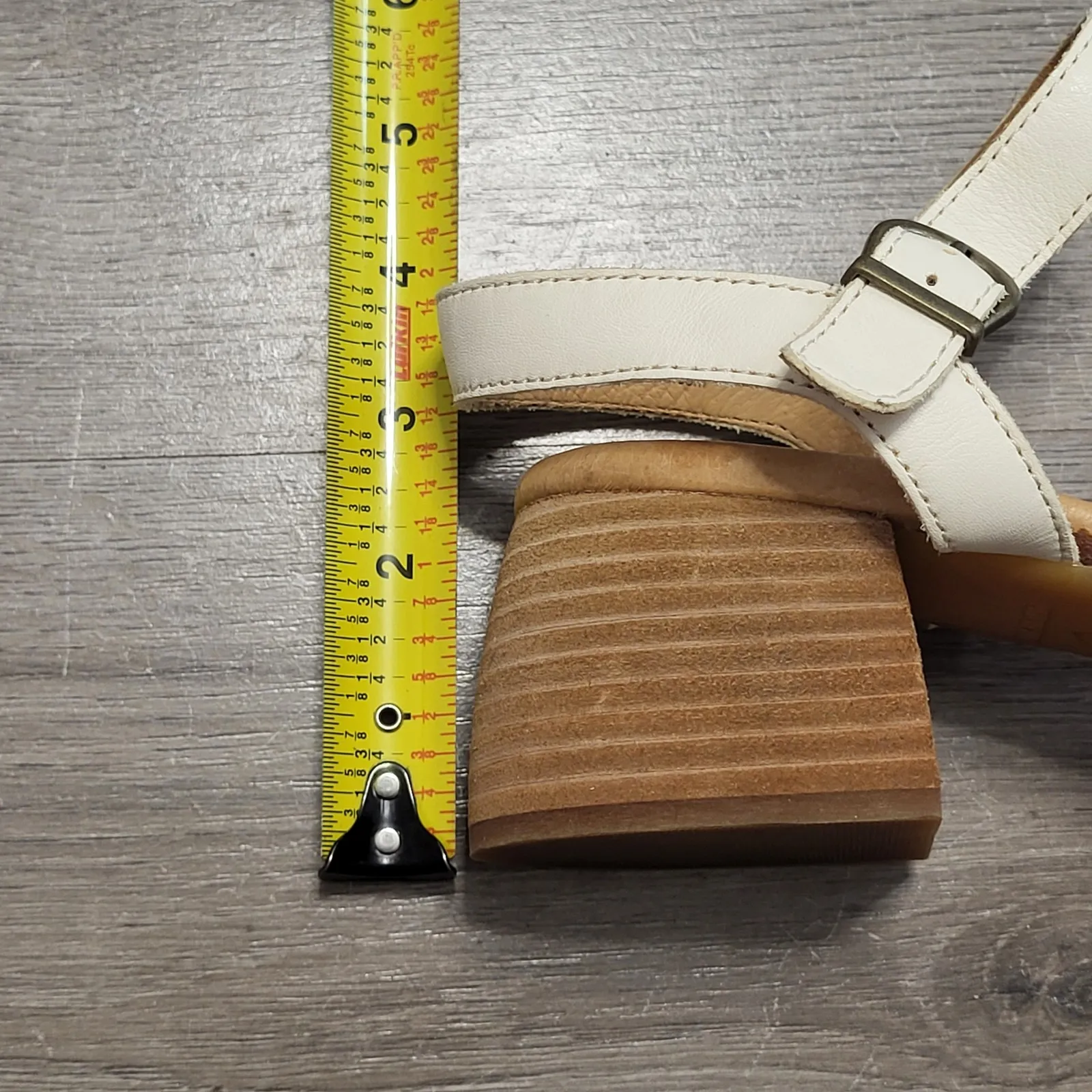 Born Cream Leather Braided Strap Block Heel Sandals Comfort Casual Women Size 11 White - Image 9