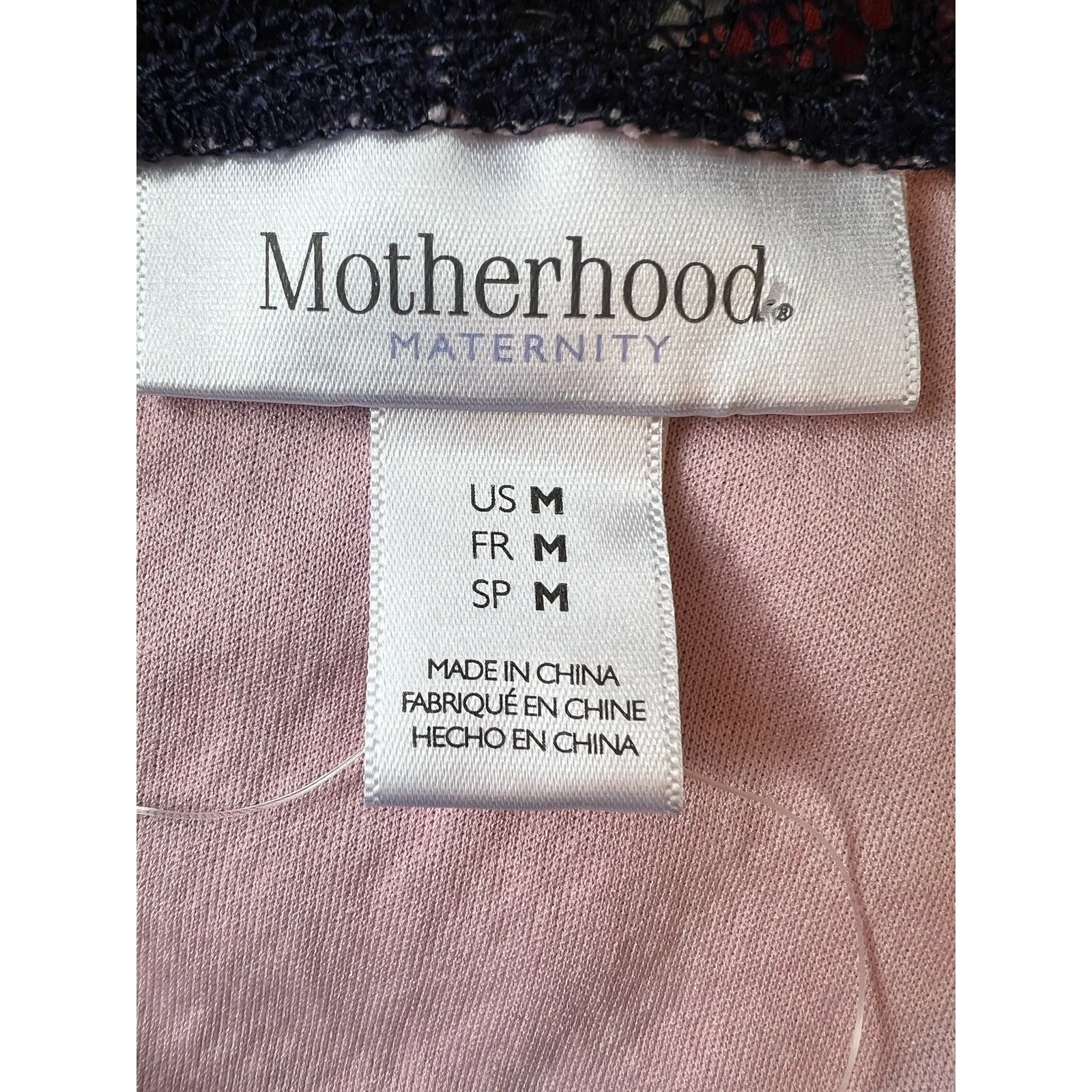 Motherhood Maternity Pink with Blue Lace Overlap Baby Shower Dress Size: Medium - Image 8