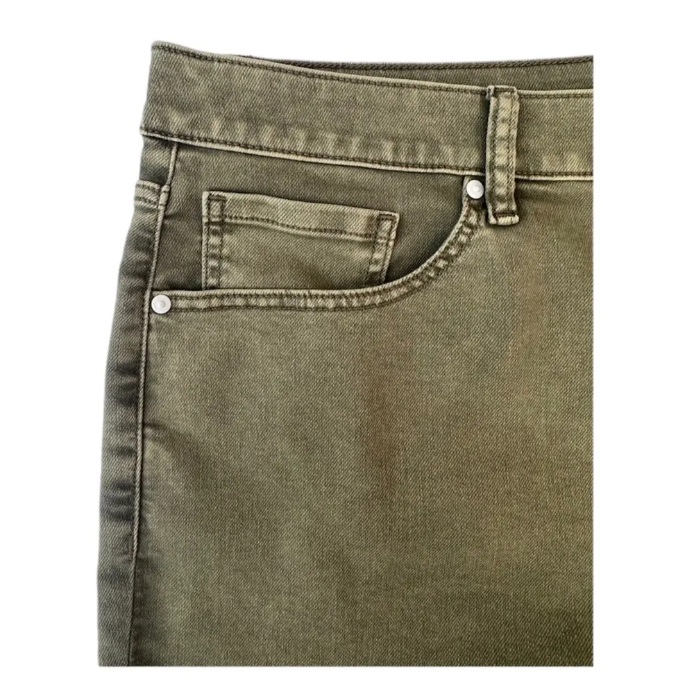 Signature Fit Mid Rise Midi Shorts Denim Olive Green Plus Size 28 - Image 3