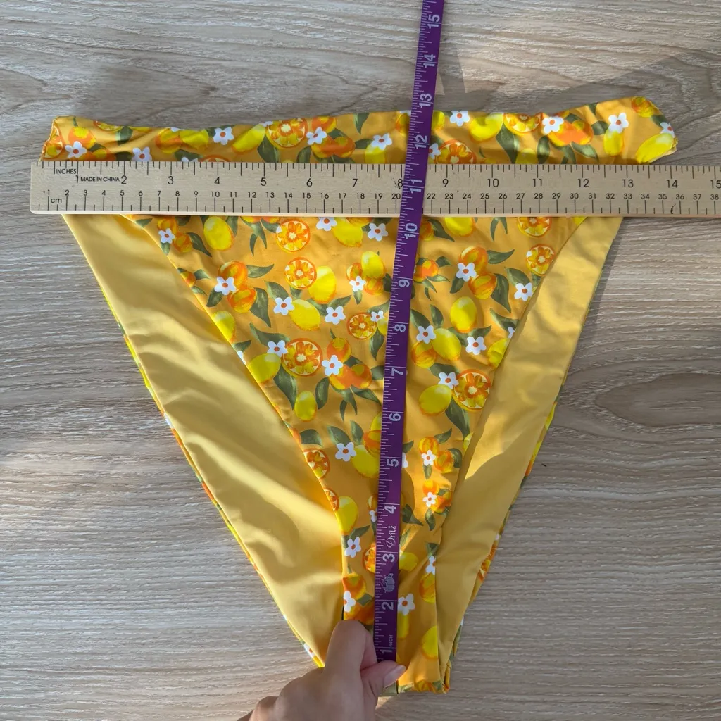 Dippin’ Daisy XS/Large NEW Roma Bikini Set Tie Yellow Lemons Floral High Waist - Image 13