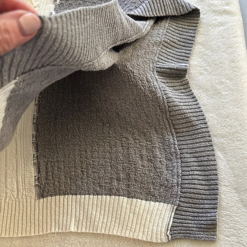 Chico’s Poncho Two-Tone Cable Knit Sweater - Image 5