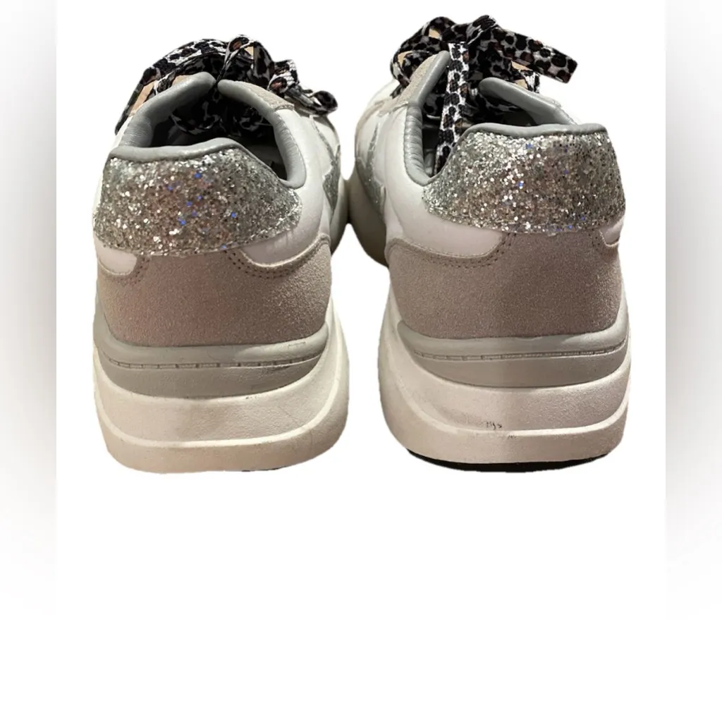 Womens Star Sneakers/Tennis Shoes With Leopard Laces Size 7 White - Image 3