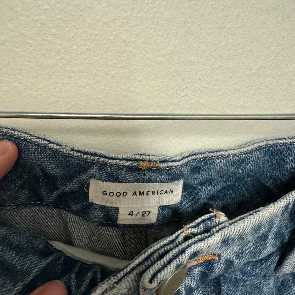 NWT $141 Good American Good 90s Bermuda Shorts - High Waist Cut-Off Denim Shorts - Image 6