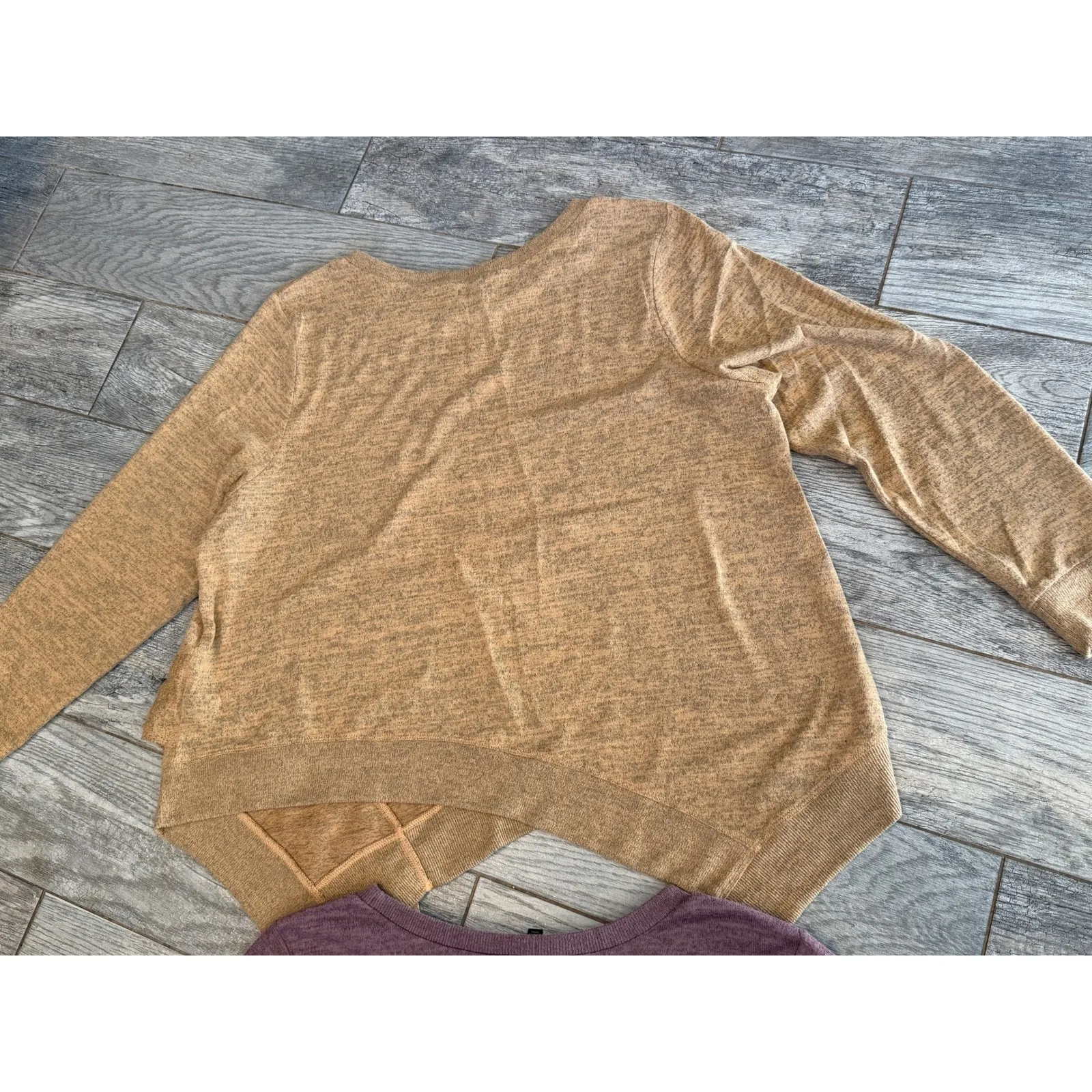 DG2 Diane Gilman Asymmetrical Ruffle Knit Top Plus size 1X Lot of 2 Blouse Tunic Tan - Image 10