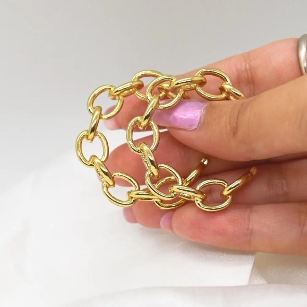 Gold Chain Hoop Earrings - Image 4