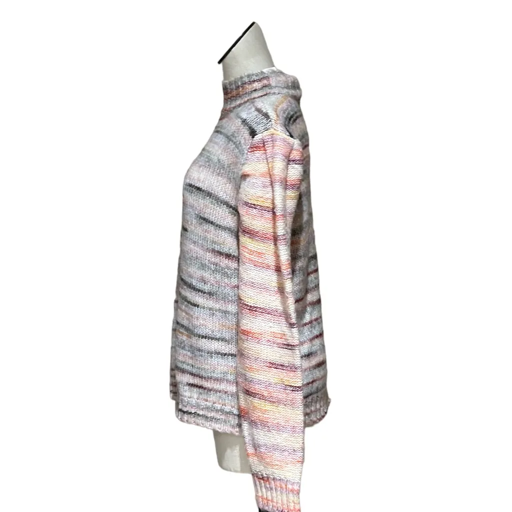 NWT H HALSTON Puff Sleeve Striped Spacedye Pink Dogwood combo Sweater Wool - Image 5