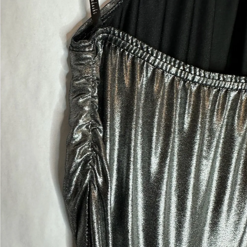 Vintage Metallic Draped Halter Backless Dress Gown - Size Medium - Image 9