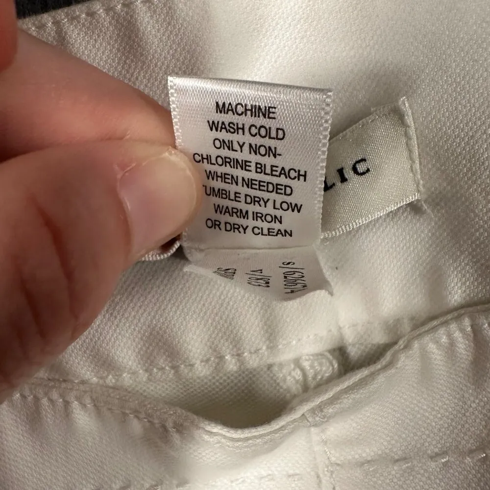 Banana Republic Womens 6 Martin Fit White Wide Leg Pants Buttons *Stains - Image 10