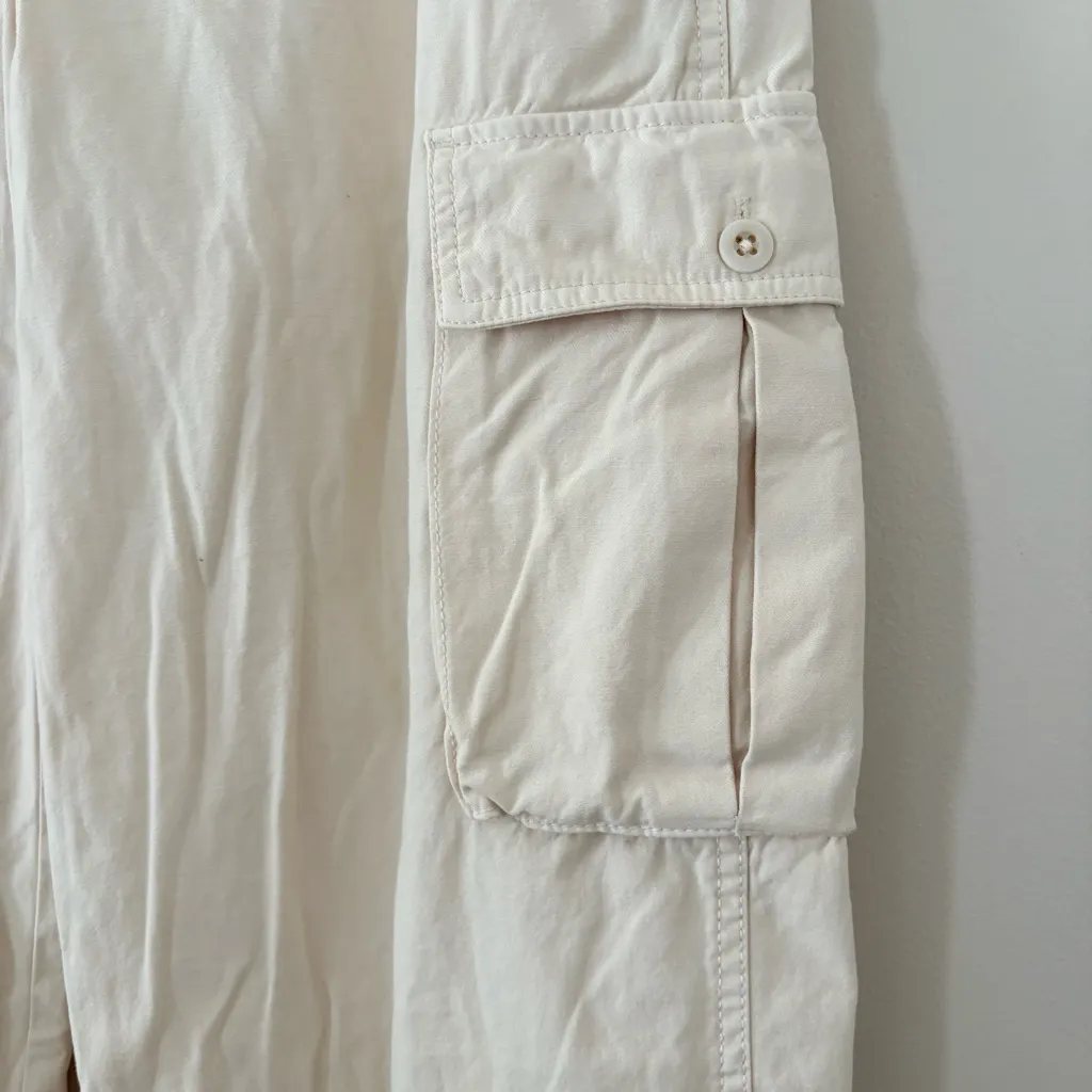 Madewell Garment-Dyed Low-Slung Straight Cargo Pants Cream Vintage Linen 26 - Image 9