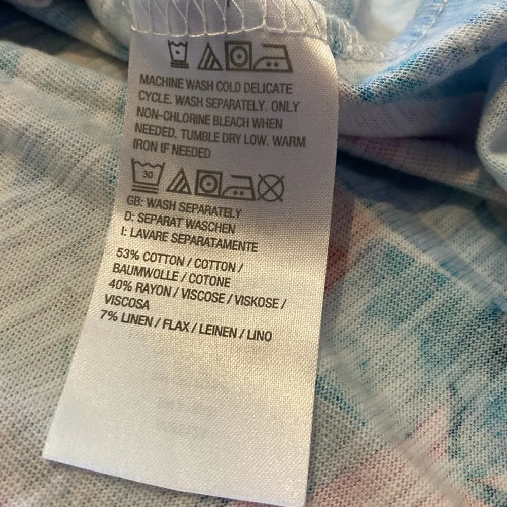 Denim&Co Beach Sleeveless Tiered Multicolor Scoop Neck Cotton Linen Dress Sz XL Blue - Image 5