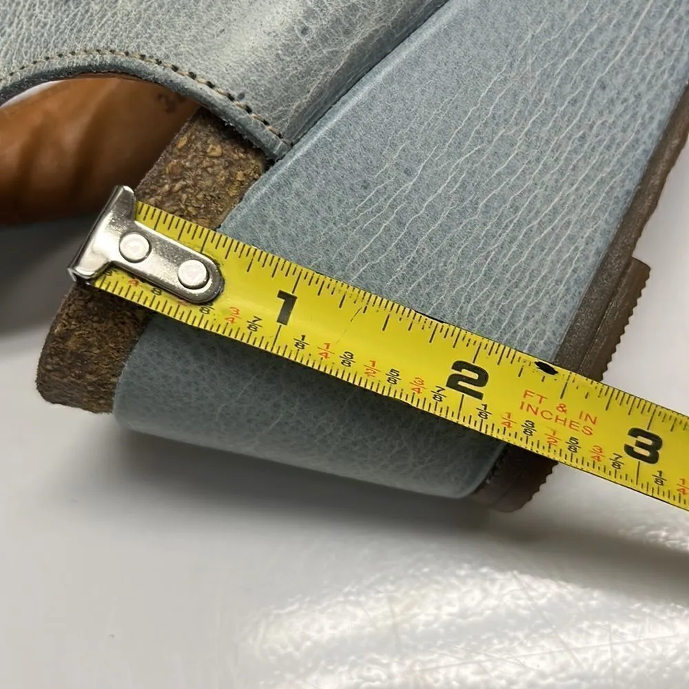 Taos Women’s Blue Textured Leather Velcro Two Strap Ankle Strap Wedge - Image 13