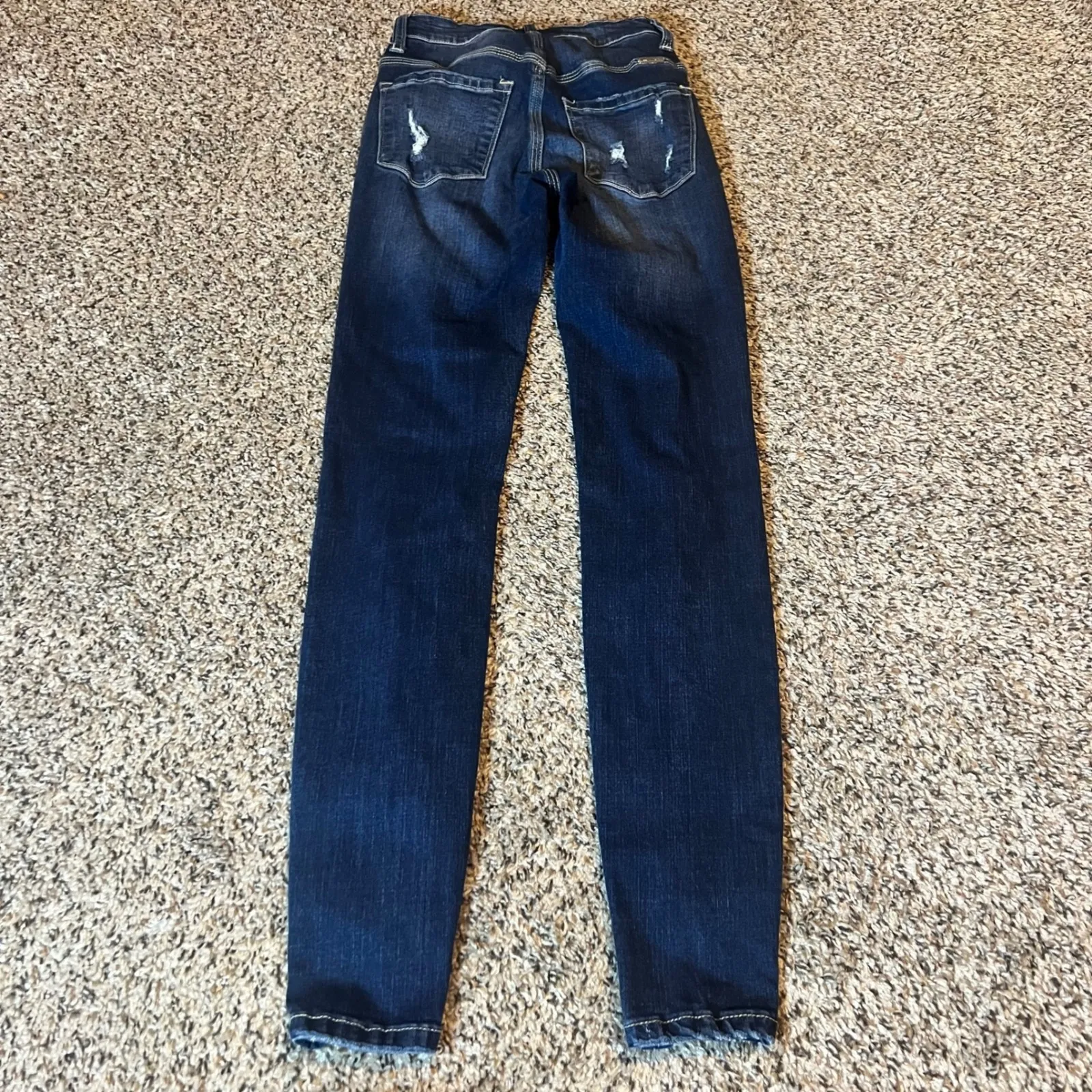 Kancan Womens Dark Wash Distressed Button Fly Skinny Jeans KC6192D Size 23 Blue - Image 8