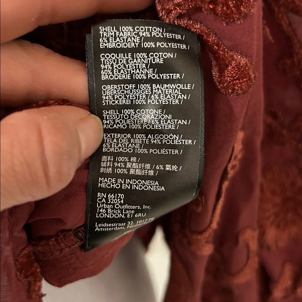 Pilcro Rust Floral Velvet Button Blouse Boho Top Size S - Image 11