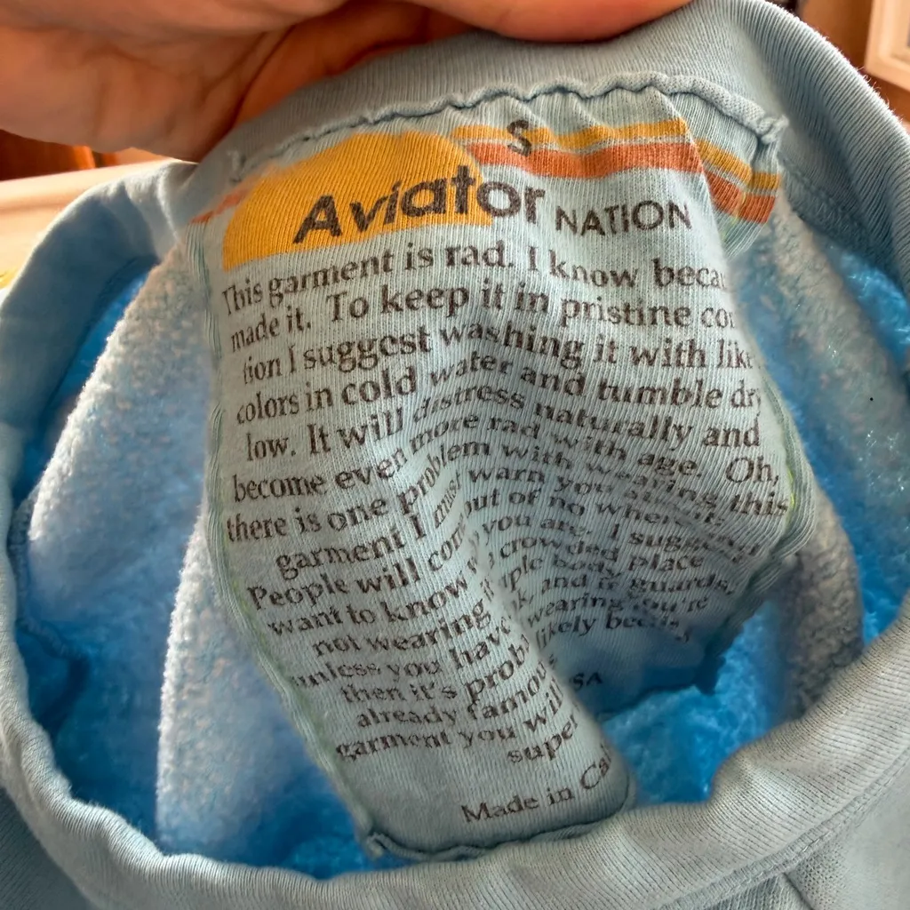 Aviator Nation Jazz Aspen Light Blue Smiley Women's Sweater size small - Image 4