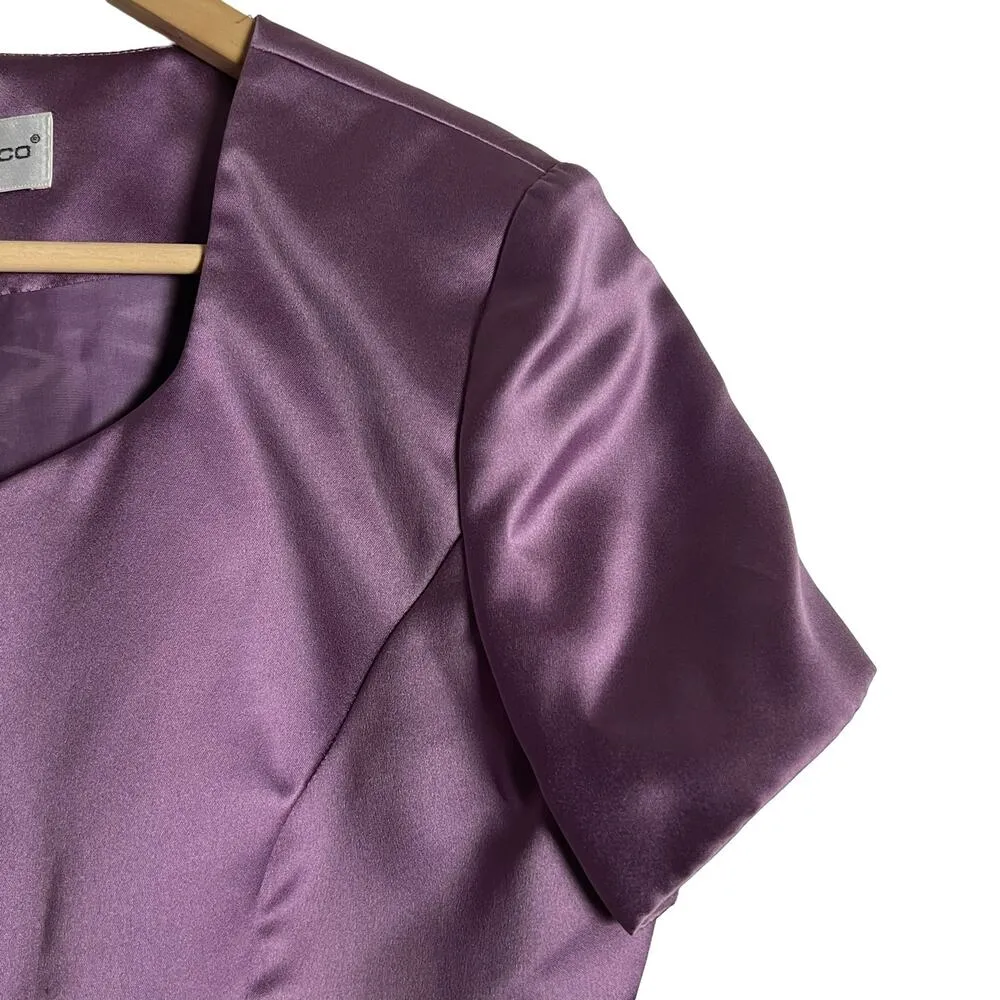 Donna Ricco Purple Satin Skirt Jacket Set Set Size 10 - Image 4
