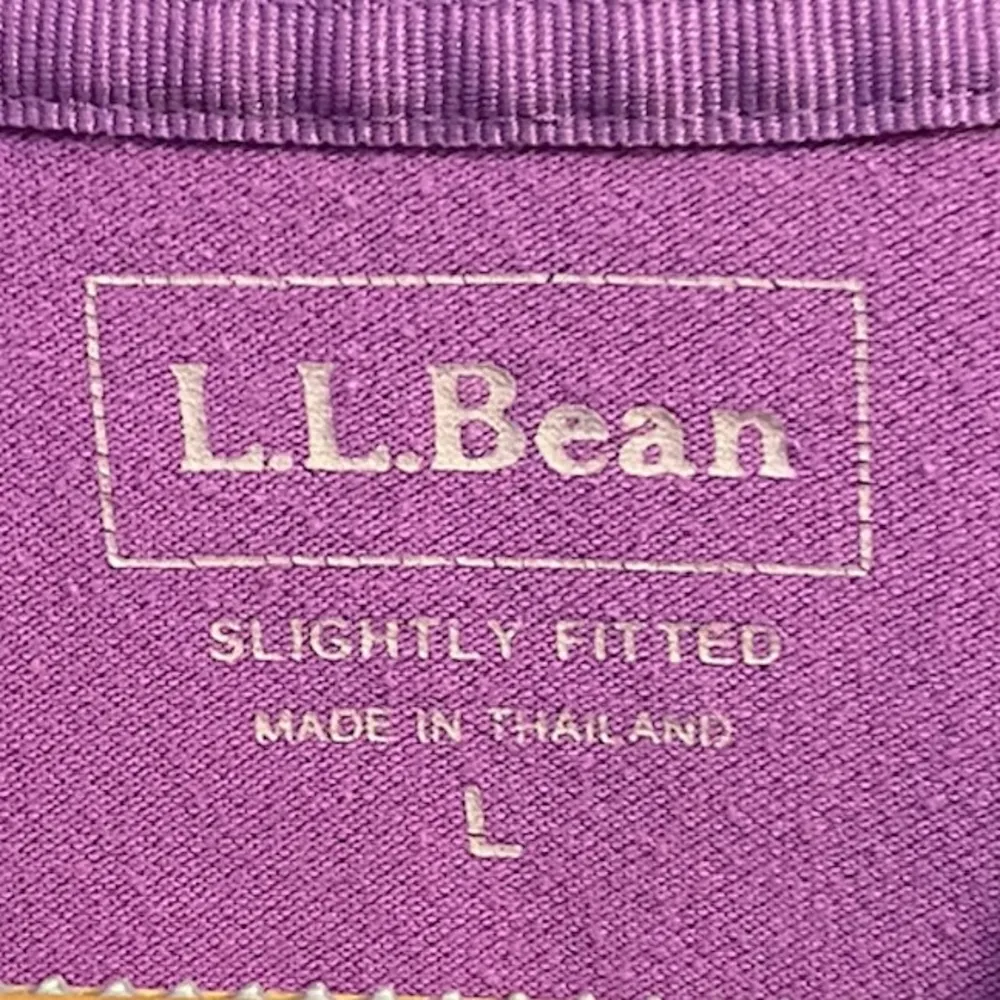L.L. Bean Lilac 3/4 Sleeve Size Large Cotton Polo Shirt. - Image 3