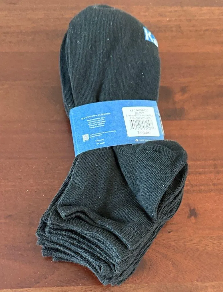 Keds woman’s sock flat knit quarter Black Socks - 6 Pairs New - Image 4