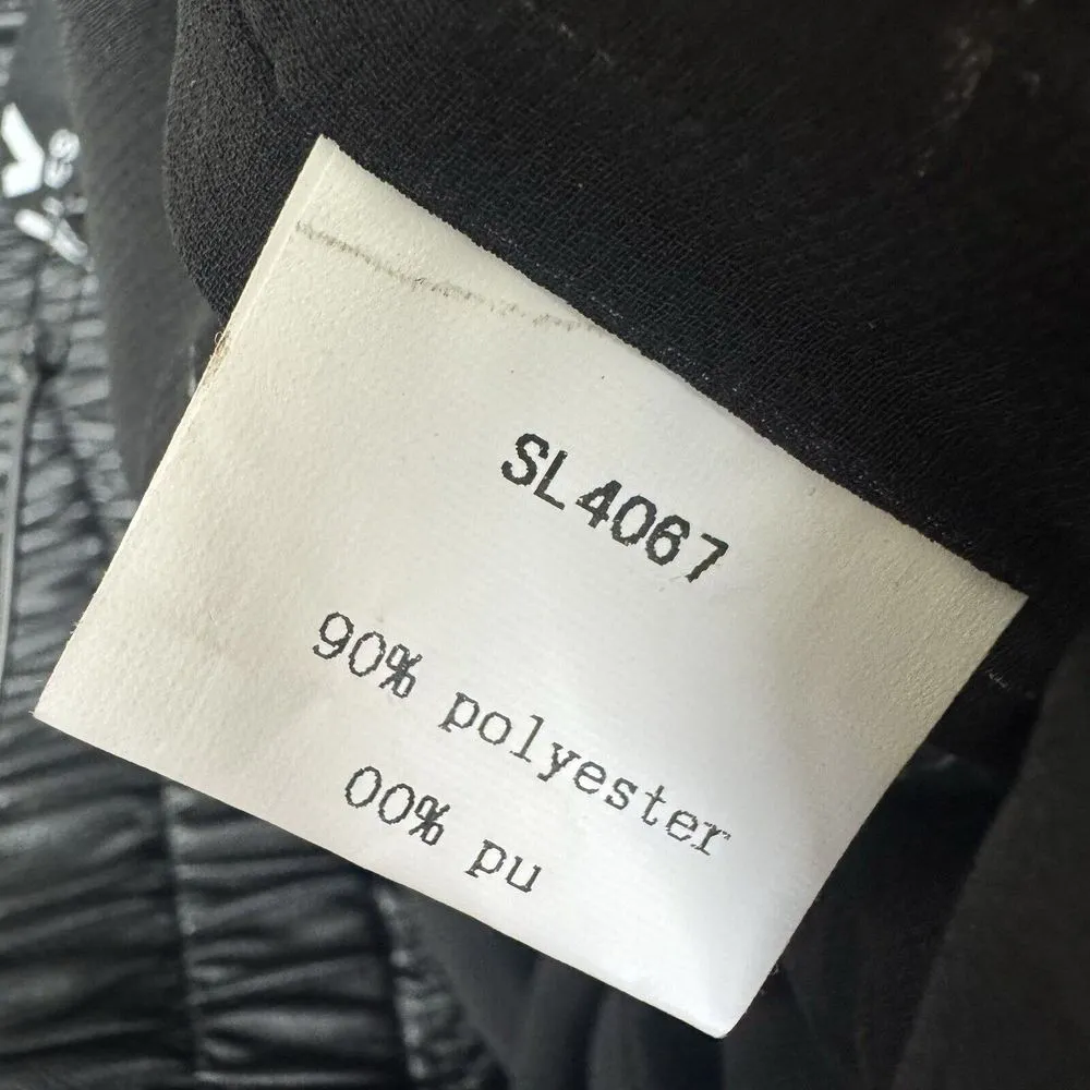 Tov Los‎ Angeles Pants Leather Waist Mesh Artsy Lagenlook Trouser Ankle Sz 38 Black - Image 4