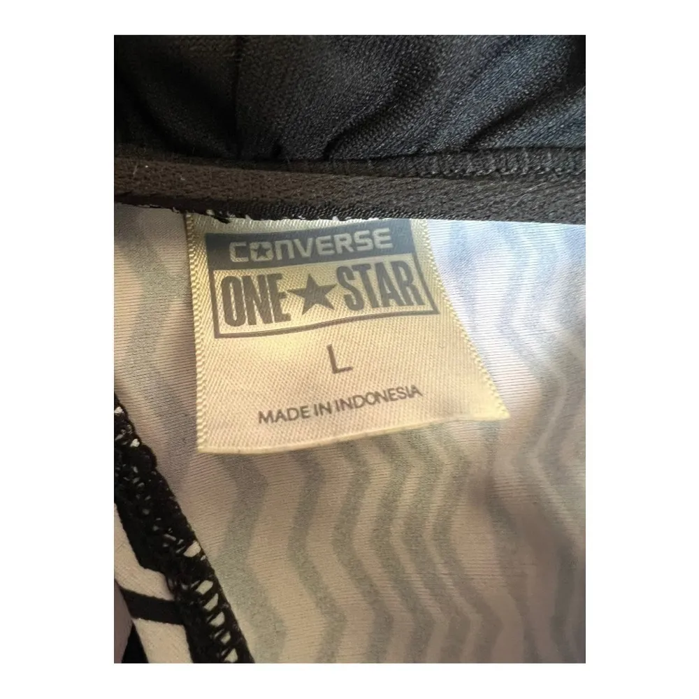 CONVERSE Bandeau Diamond Zigzag Black & White Strapless Swim Top Womens Large - Image 9