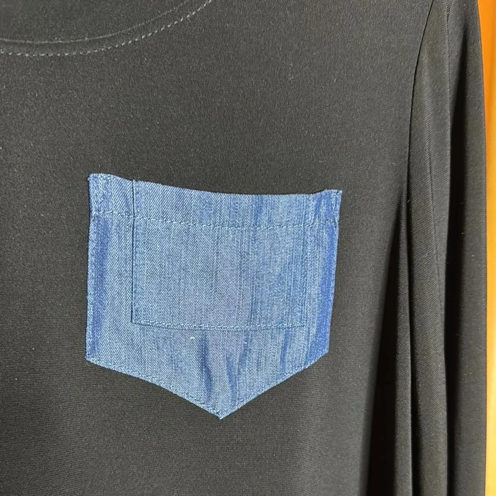 Joseph Ribkoff Black and Blue Long Sleeve Hi Low Shirt Size 10 - Image 2