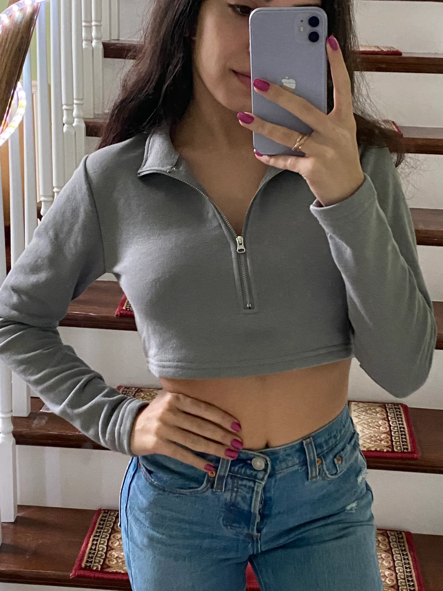 Cropped Half Zip top - Image 2