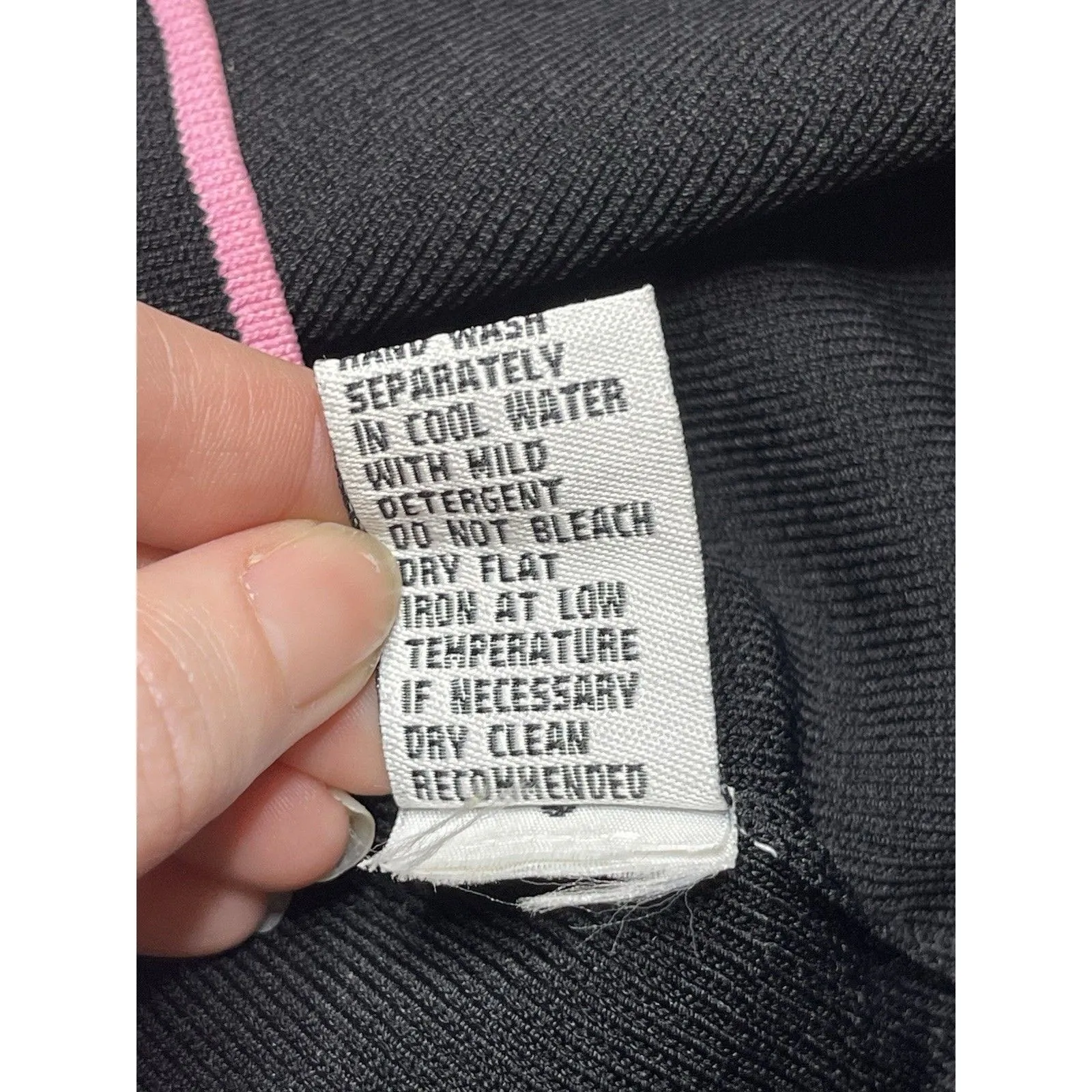 Vertigo Paris Dress Black w Pink Trim V neck Ribbed Sleevless Women Size XLarge - Image 11