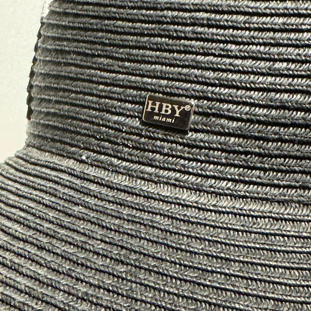 HBY Miami paper straw visor style hat Gorgeous ribbed hat with back bow Black - Image 7