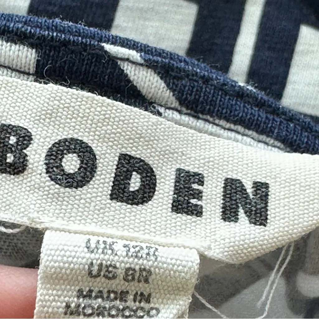 Boden Zoe Geometric Navy and White Patterned jersey Dress size 8 Blue - Image 4