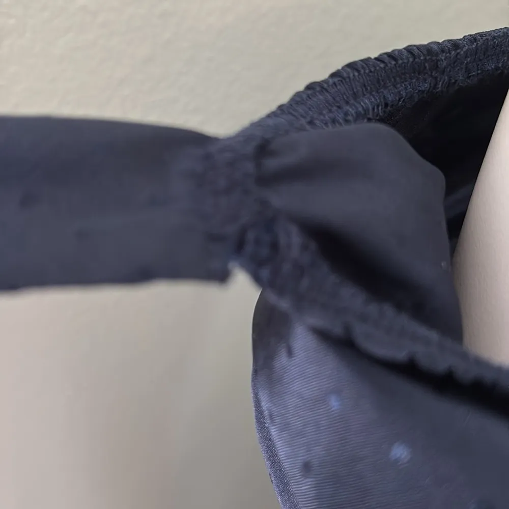 Lucy in the Sky Satin Fit and Flare Puff Sleeve Mini Dress Navy Tie Back XS - Image 8