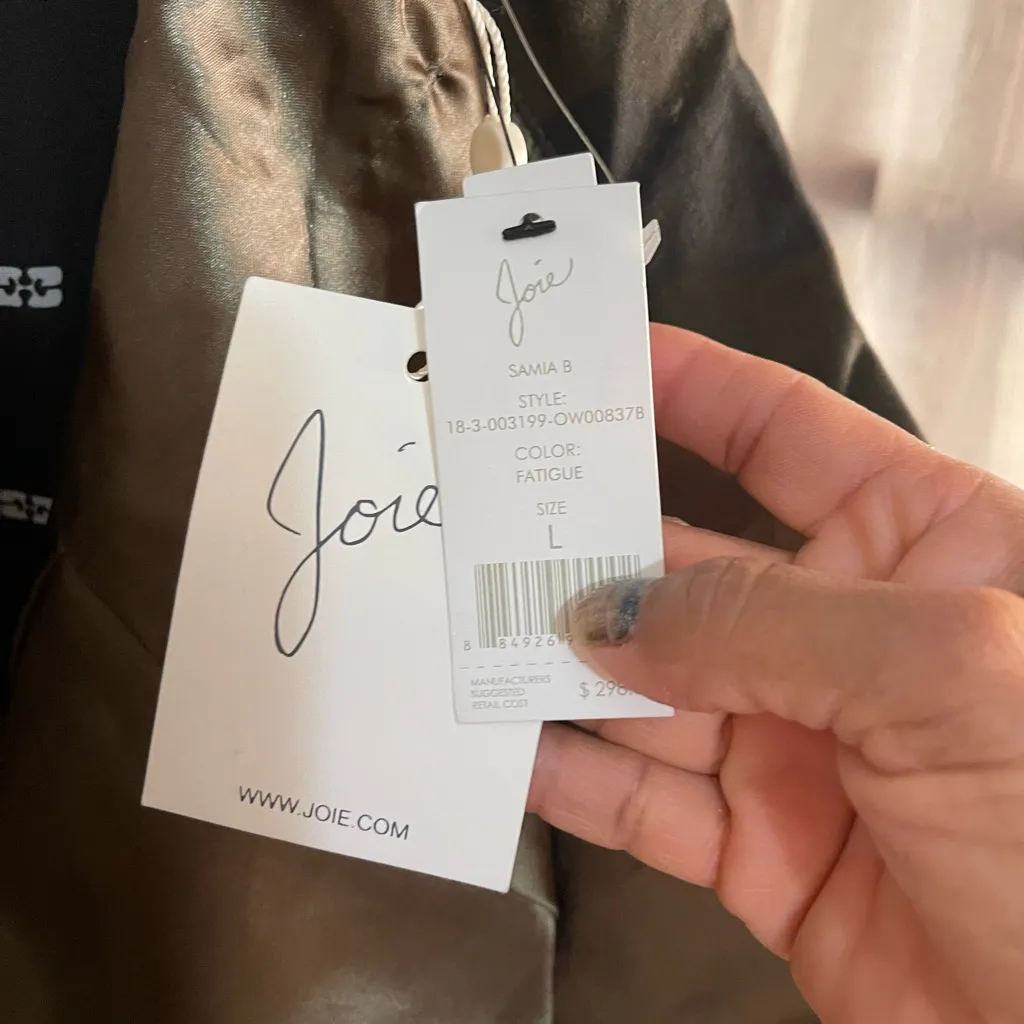 Joie Samia Camo Ruffle Embellished Studded Oversized Jacket - Image 9