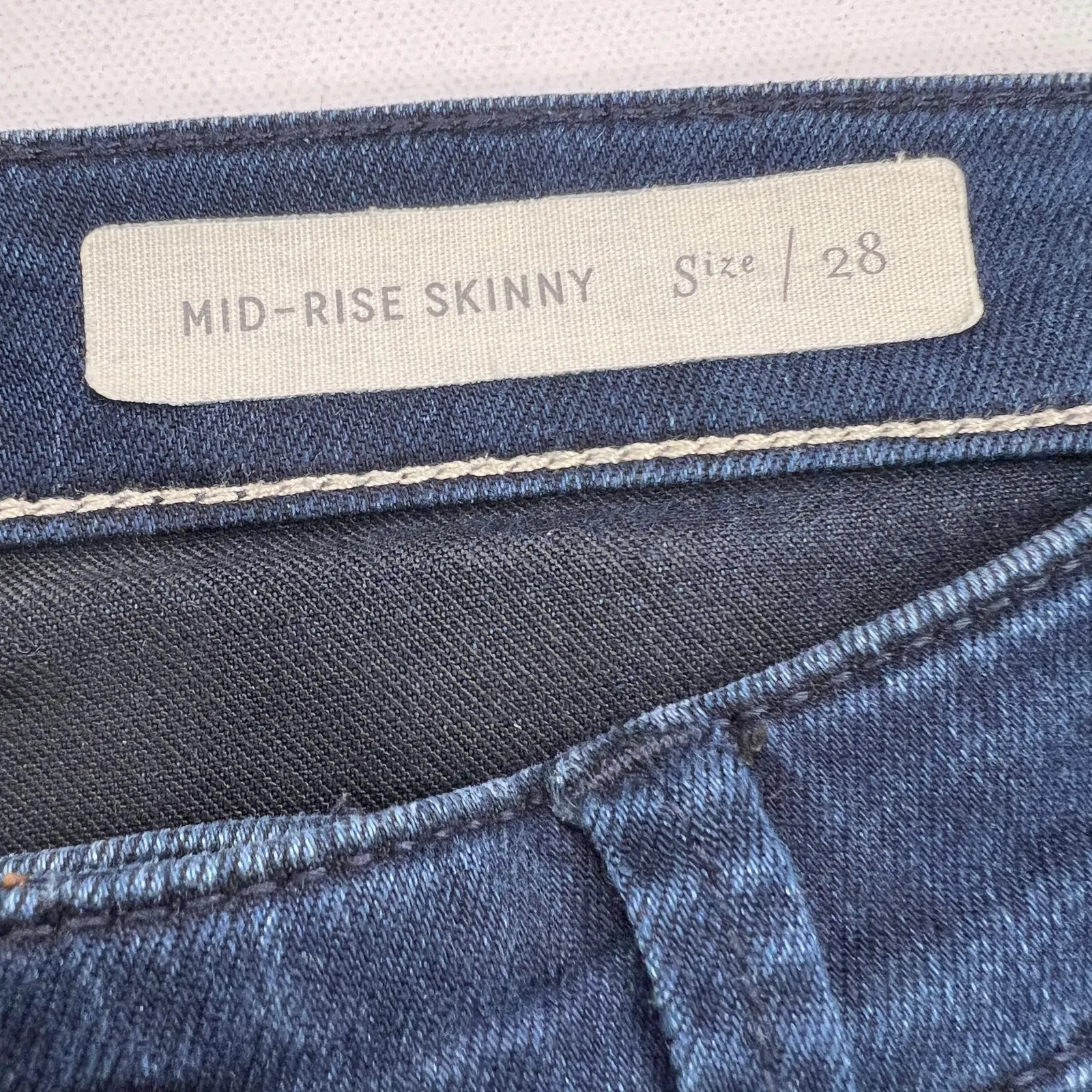 Pilcro and the Letterpress Mid Rise Skinny Dark Wash Seam Leg Jeans Size 28 - Image 5