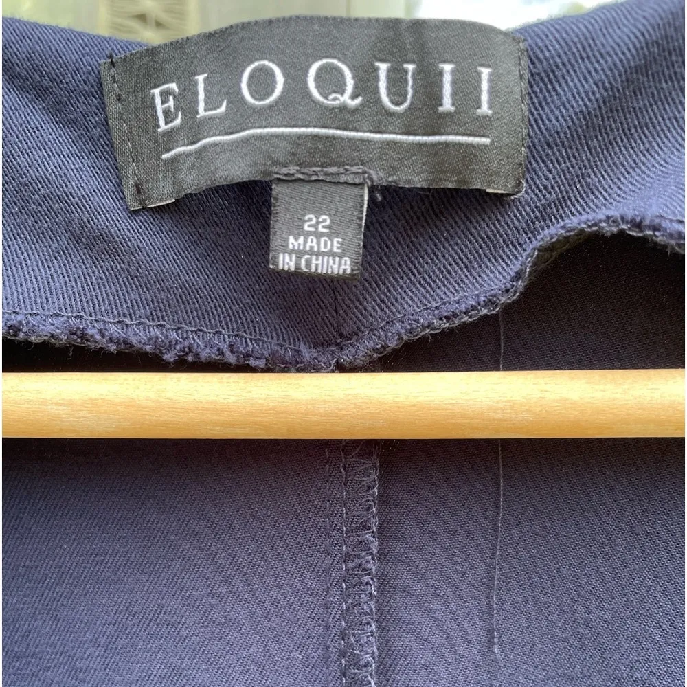 Eloquii Wide Leg Sleeveless V Neck Jumpsuit Plus Size Navy Blue One Piece Sz 22 - Image 4