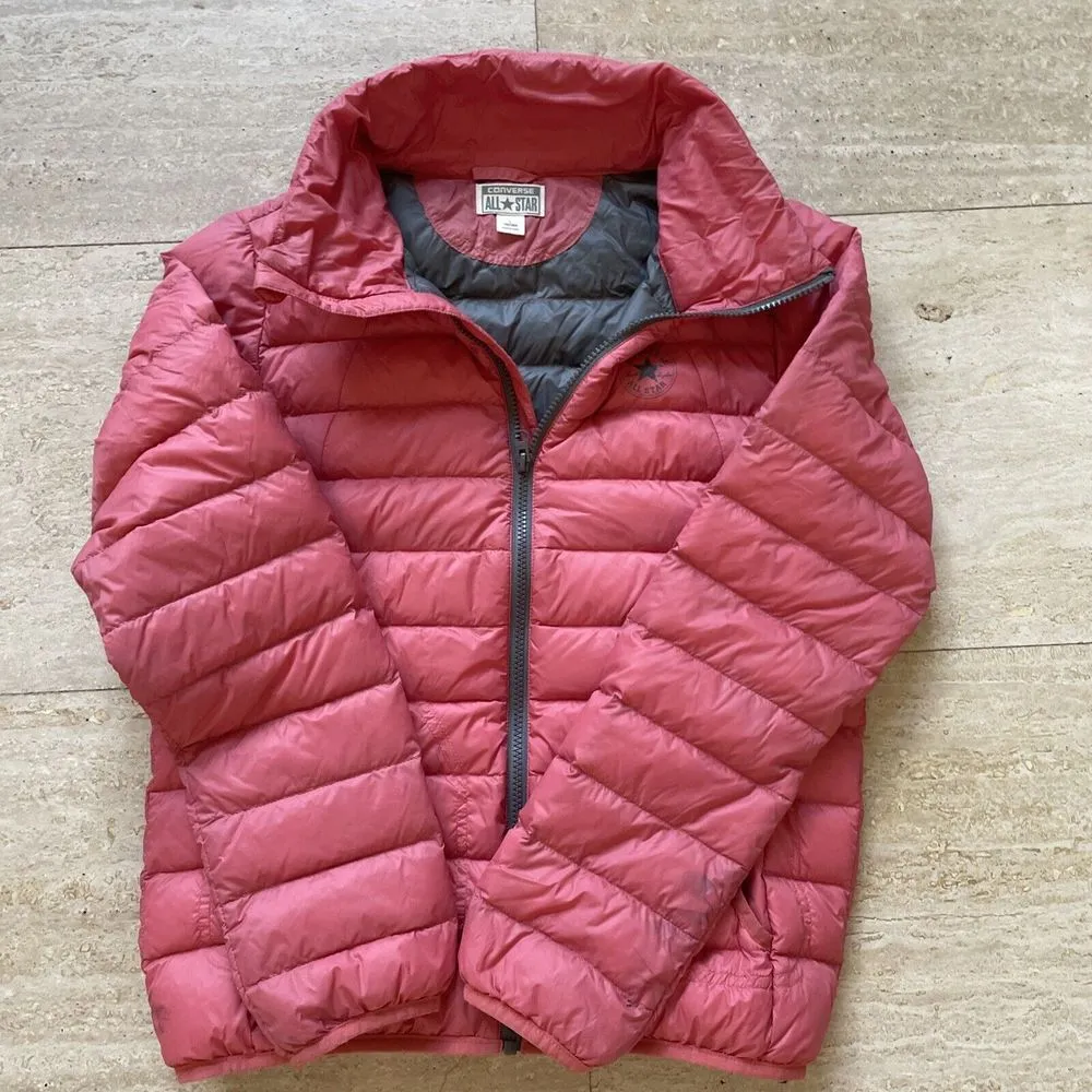 Converse  One Star Insulated Puffer Jacket Black Womens L Cozy Warmth Outdoor - Image 6