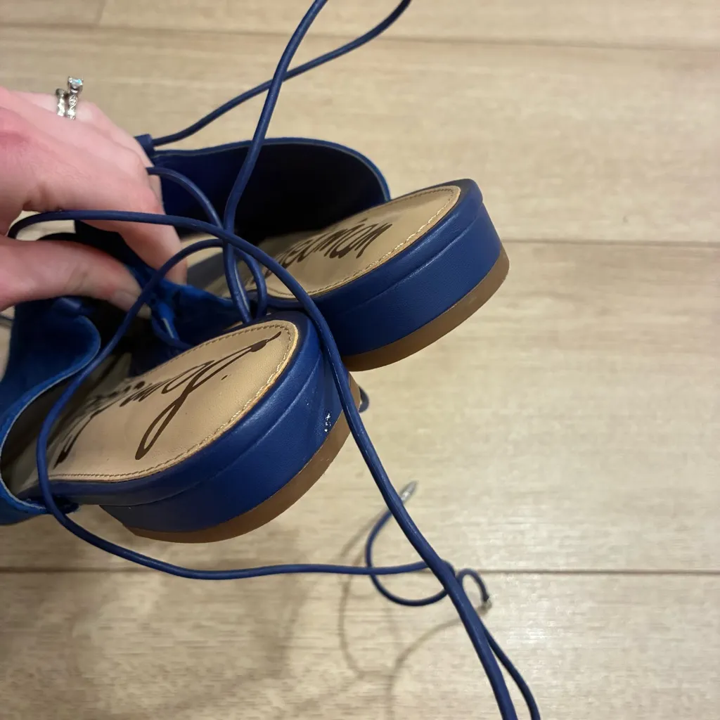 Sam Edelman Women’s Suede Leather Blue Tai Sandal Gladiator Size 8 - Image 9