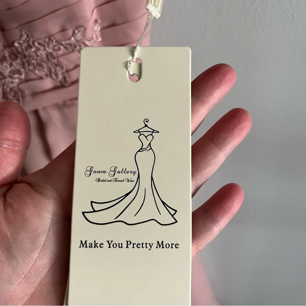 Blush Lace Appliqué Short Formal Dress Size 4 Bridesmaid Cocktail Party Gown Pink - Image 3