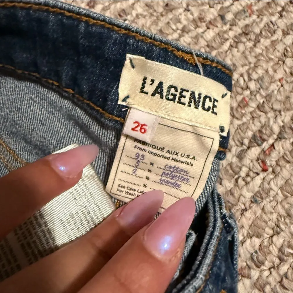 LAGENCE Audrina Straight High Rise Denim Jeans Destroyed Ripped Knee- Size 26 - Image 7