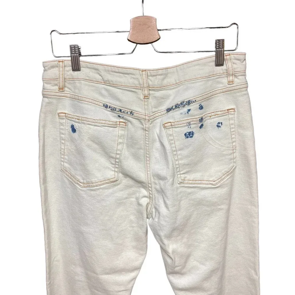 Maje Acid Wash Straight‎ Leg Jeans White Denim Size 40 / US 8 - Image 11