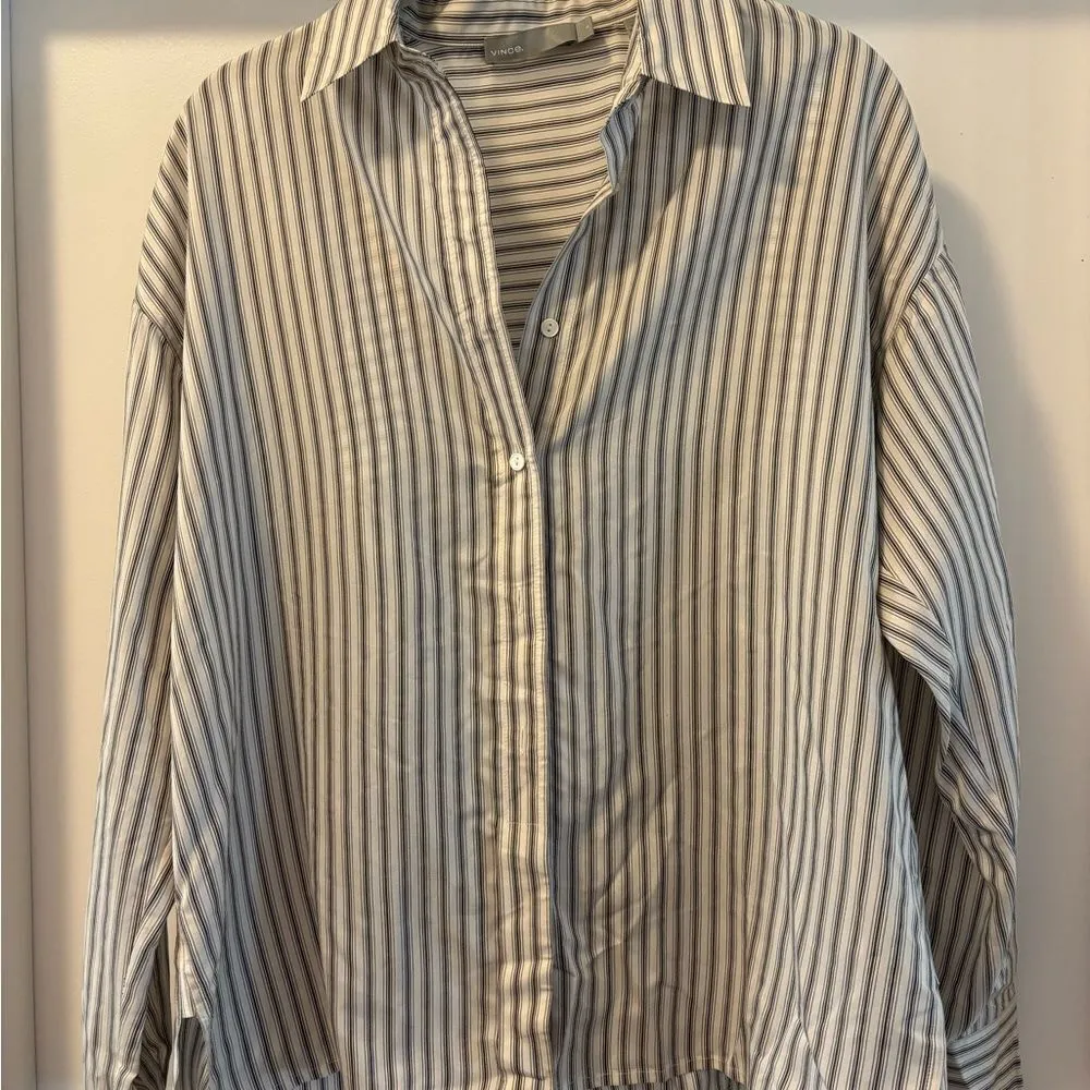 Vince Slim-Fitted Stripe Blouse Button Up Size Small - Image 2
