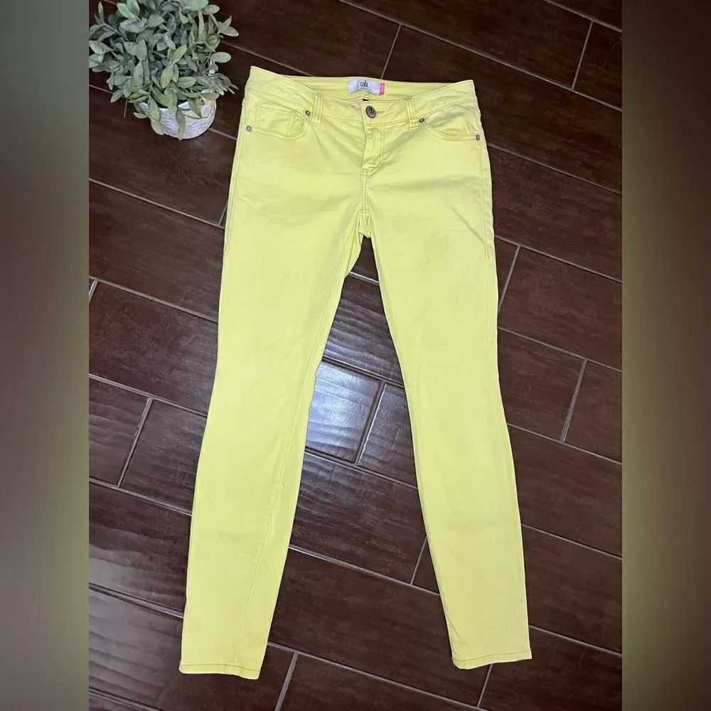 CAbi #5084 Citron Yellow Skinny Stretch Pants Jeans Chartreuse Women’s Size 4 - Image 2