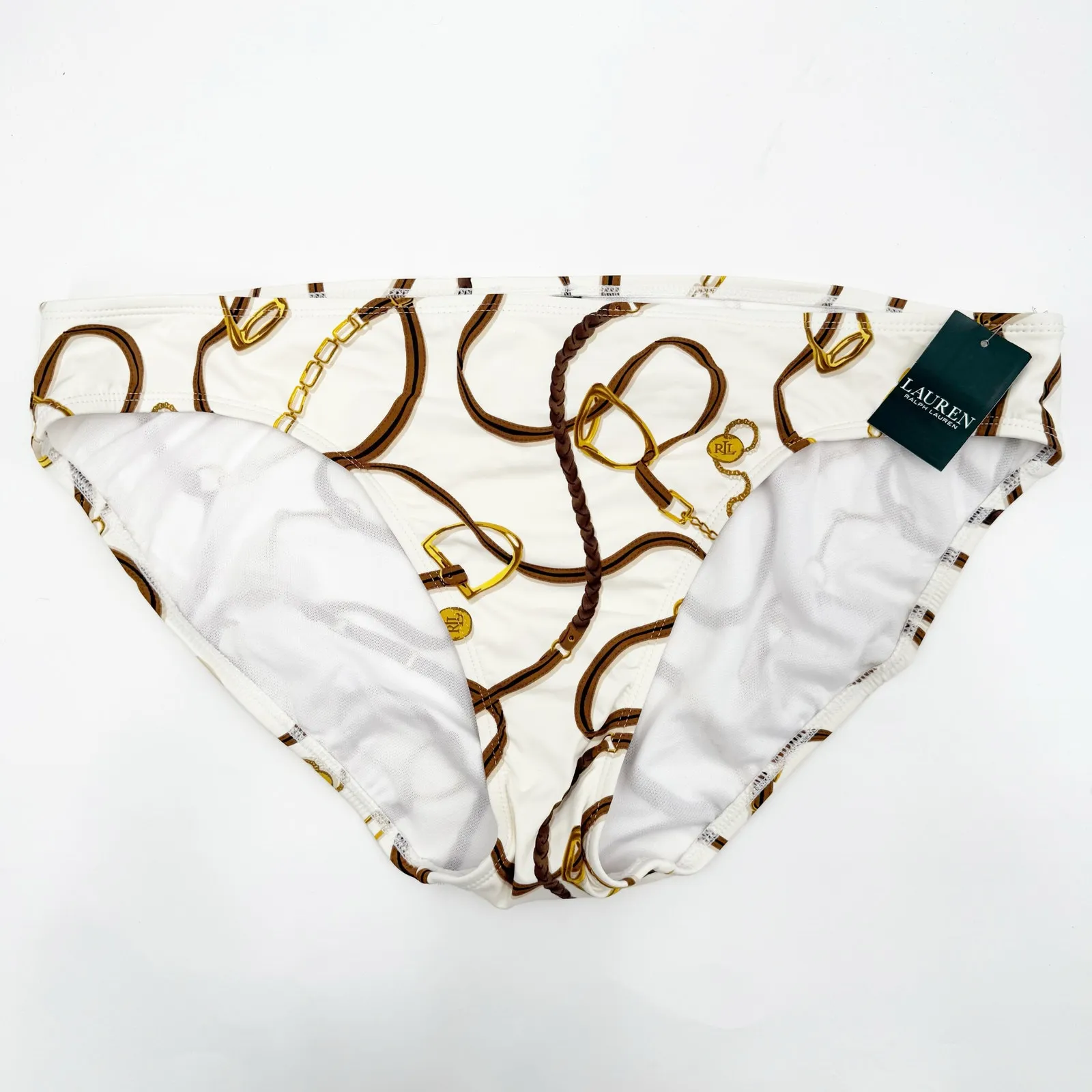 Lauren Ralph Lauren Bikini Bottom Size 16 NWT Swim Horse Bridle Printed Hipster - Image 2