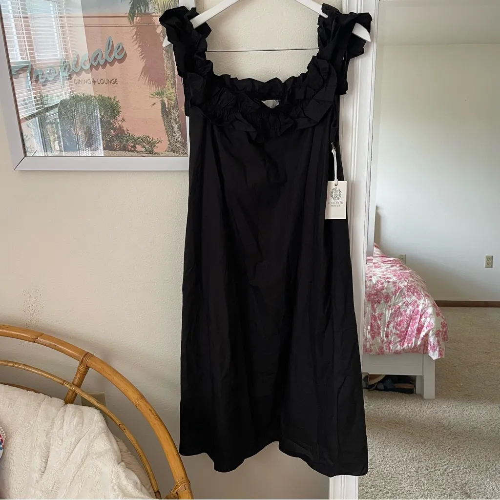 Tuckernuck Hyacinth House Maria Ruffle Midi Dress in Black XS - Image 2