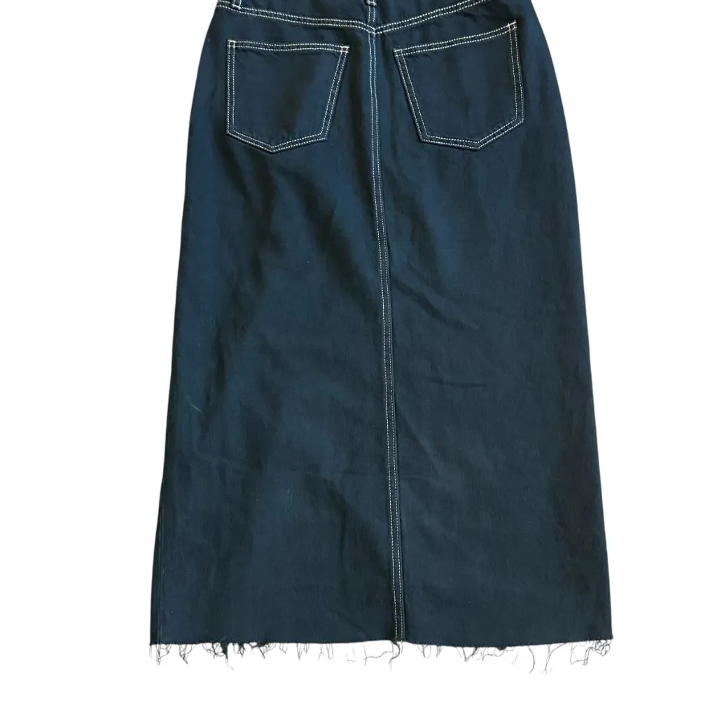 Pistola Amira Denim Midi Dress Vioght Black High Slit Long Sleeve Size Small NWT - Image 10