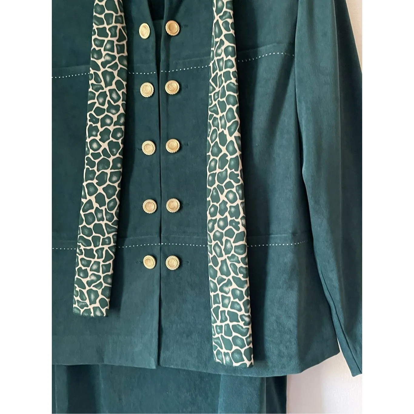 D1 80s Vintage‎ Leslie Fay Green Skirt Suit Set Size 10 - Image 7