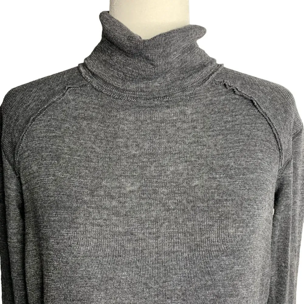 Urban Outfitters Turtleneck Pullover Sweater S Grey Knit Raw Seams Open Back - Image 2