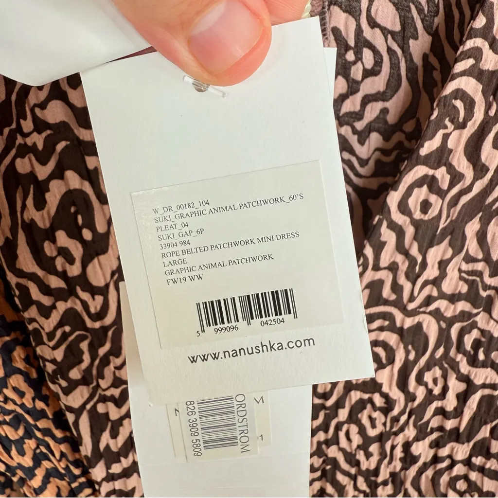 Nanushka Suki Rope Belted Graphic Animal Print Mini Dress Size L - Image 10