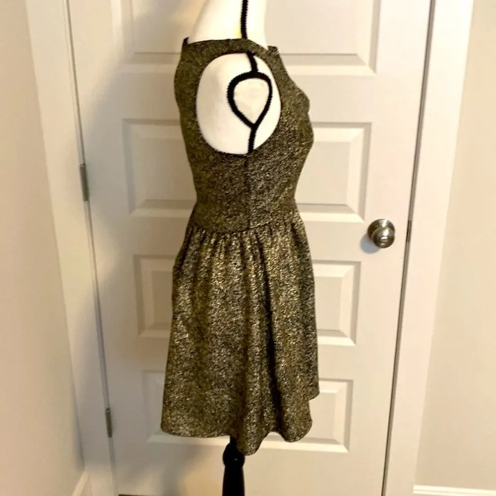 Everly|| Black/gold sleeveless A-line dress - Image 3